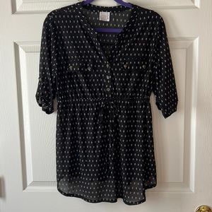 Siren Lily Maternity‎ Top, Black Sheer Mesh with Diamond pattern, Sz XL